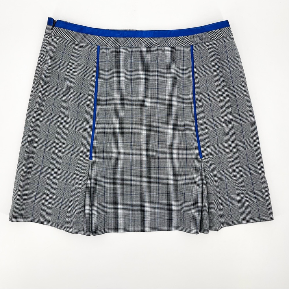 Lane Bryant Y2K Plaid Blue Satin Trim Pleated School Girl Mini Skirt